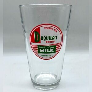 VINTAGE LIBBEY GLASS CO DAQUILA'S DAIRY MILK Tapered Drinking Glass 16oz Pint